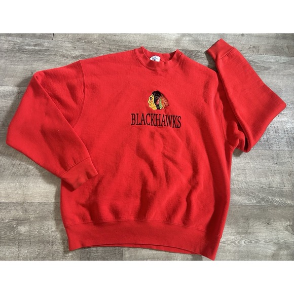 The Unbranded Brand Other - Vintage 90s Red Chicago Blackhawks Embroidered Sweatshirt‎ XL Pullover Red
